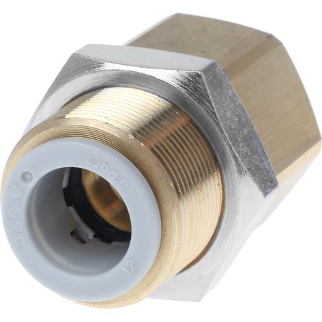 Adaptateur filetage à tube de traversée SMC KQ2 vers Enfichable, 12 mm Rc 1/2 femelle