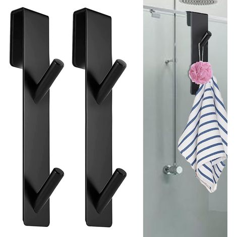 2 PCS Crochets de Porte de Douche,Accroche Serviette avec Couches en Mousse,crochets de porte pour cabine de douche paroi de douche en verre paroi de douche en verre (1/5)