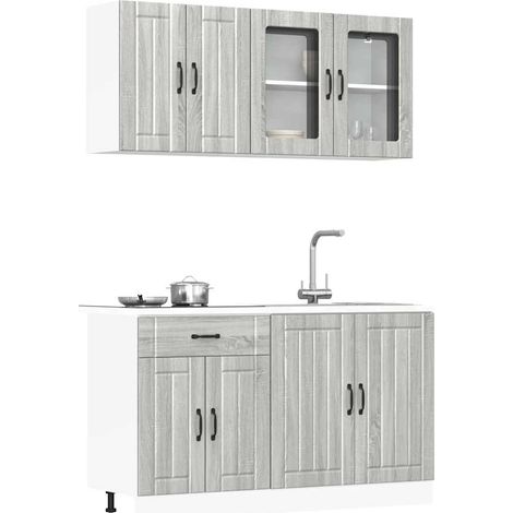 4-tlg. Küchenschrank-Set Lucca Grau Sonoma Holzwerkstoff