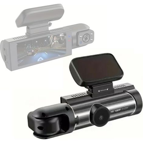 Dashcam per auto DVR 1080P, registratore di guida, doppia telecamera anteriore e interna con schermo IPS da 3,16 pollici, supporto grandangolo 170°, visione notturna nitida, blocco