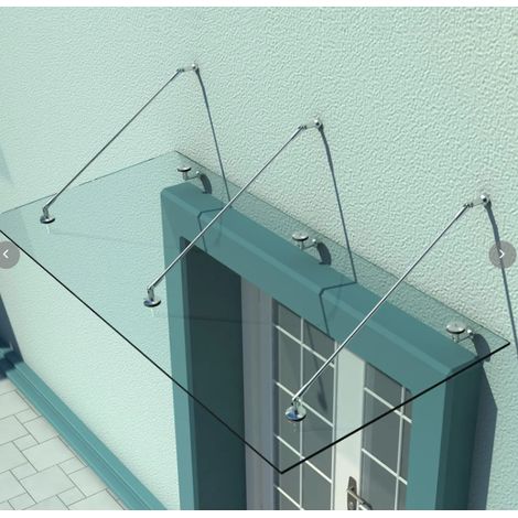 Türvordach 211x101x9 cm gehärtetes Glas Edelstahl transparent, stabil für Eingang – MEUBLIV (1/5)