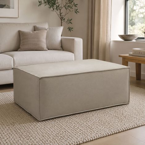 Talamo Italia Puff Antonella, Ottomane im Wohnzimmer, 100% Made in Italy, Relaxsessel aus gepolstertem Stoff, Cm 100x70h43, Turteltaube (1/5)