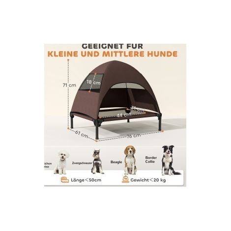 Erhöhtes Hundebett mit Dach, 76 x 61 x 71 cm, braun HAVRYA (1/5)