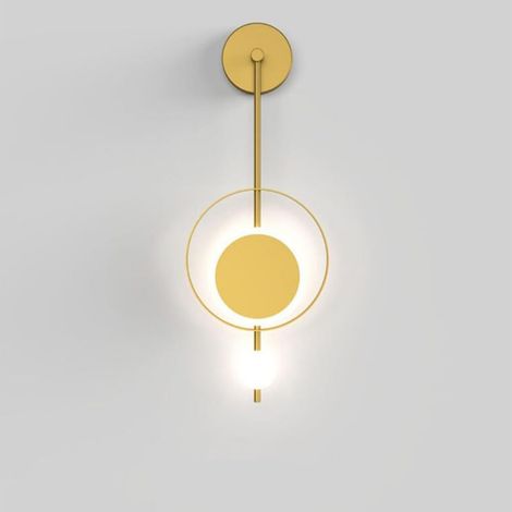 Applique murale créative, lampes de salle de bain modernes du milieu du siècle, lampe murale LED ronde en métal for salon, intérieur, lecture, bureau, chevet, couloir ( Color : Gold , Size : 58cm ) (1/4)