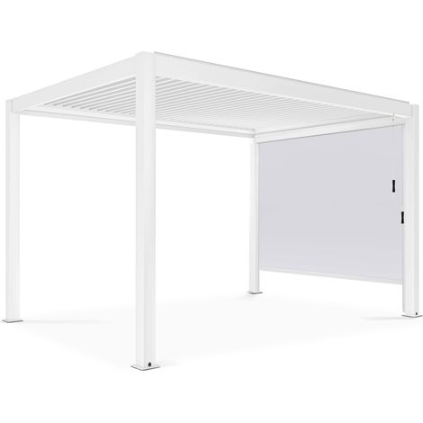 Pergola bioclimatique 3x4m autoportée avec 1 store 2,66 x 2,34 m blanc