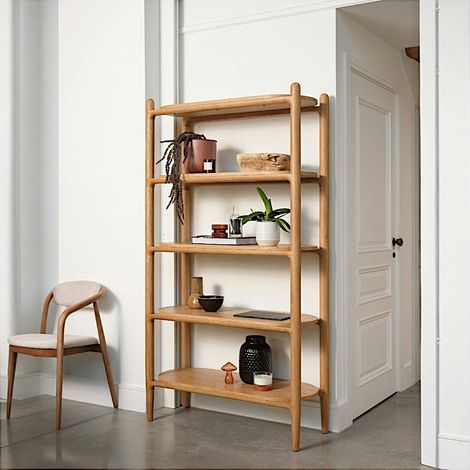 Bibliothèque moderne en chêne clair, 5 plateaux DERBY (1/5)