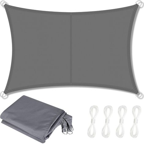 Waterproof rectangular shade sail measuring 4 x 3 m, made of Oxford polyester fabric, offering 95% UV protection, suitable for outdoor spaces. (1/5)