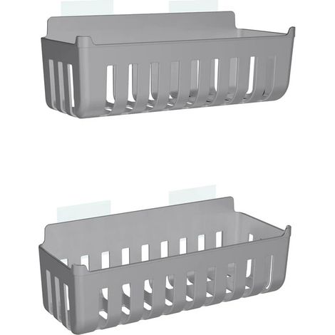 Coppia cestini doccia in termoplastica grigio incollaggio – Serie Jolly (1/3)