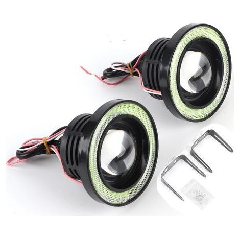 Feux de brouillard LED 30W étanche, ouverture verte, feu diurne COB, pièce tuning auto 89mm (1/5)
