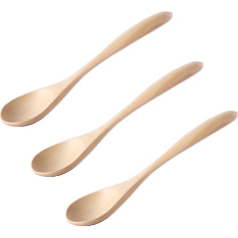 Cuillère En Bois - Manche Long - Pour Riz Et Dessert - Lot De 3 (1/5)