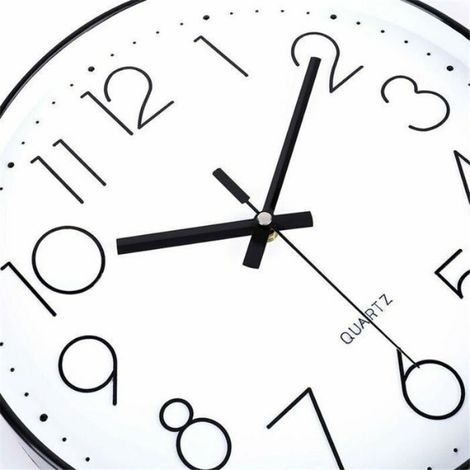 Horloge Murale - 30 Cm - Mouvement Quartz - Silencieuse - Cadran Gris Chiffres Blancs 3D - Pile AA (1/5)