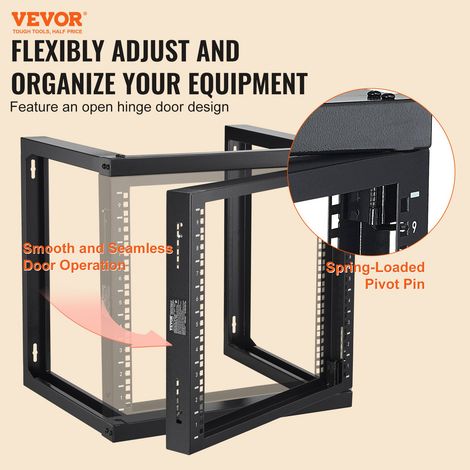 Rack de Serveur Réseau à Cadre Ouvert 9U à Montage Mural 68,04 kg Noir 530x450x520mm (1/5)