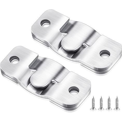 Supporto da incasso a scomparsa, 4 pezzi, staffe di fissaggio a parete per testiera del letto, robusti, supporto a clip in acciaio inox Z per foto e specchi (1/5)
