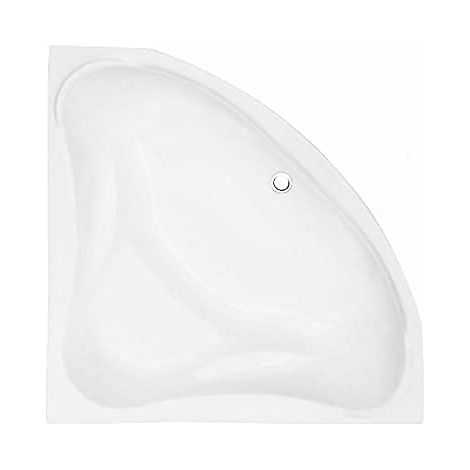 ECOLAM Baignoire d'angle acrylique Ewa 134x134cm, pieds, siphon, silicone. Belle forme Aspect moderne. Baignoire acrylique blanc (1/5)