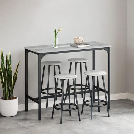 Ensemble table de bar et tabourets gris en MDF 110 x 50 x 89,5 cm (1/5)