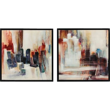 Cuadro de pared en lienzo, diseño abstracto, conjunto de 2 piezas enmarcadas, MULTI, 40 x 3,5 x 40 cm (1/5)