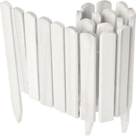 Garronda clôture de Jardin en Bois Bordure Jardin Cloture Jardin Exterieur, Palissade Bordurette Longueur: 100 cm GD-0148 (Blanc, Hauteur : 30 cm)
