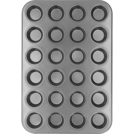 Moule à Muffins de 24 Tasses, Moule à Cupcakes Antiadhésif, Moule à Muffins en Acier au Carbone pour la Cuisson, Mini Plateau à Muffins, Plateau de Cuisson Rond pour Crêpes et,Parent,-