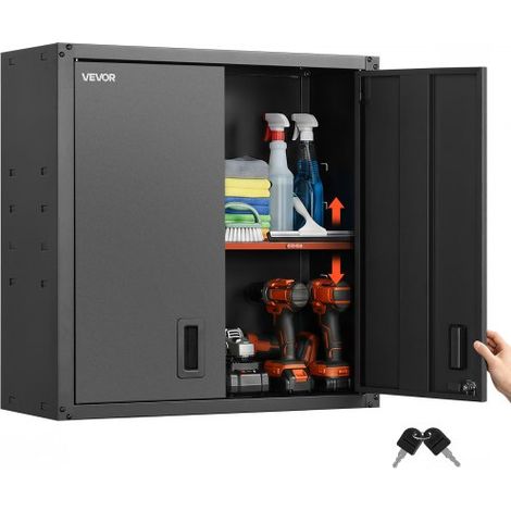 Armoire Murale Atelier, 76,2 x 31 x 76,2 cm, Armoire à Outils Garage Suspendue en Métal, Rangement Mural, avec Porte Verrouillable, Capacité 108,86 kg, pour Garage, Sous-sol, Cuisine, Entrepôt (1/3)