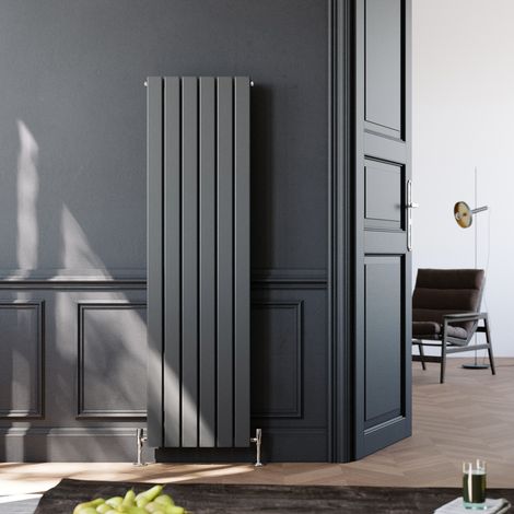 ELEGANT Anthracite Vertical Column Radiator High Thermal Conductivity Steel Bathroom Radiator Central Heating Rad, 1600 x 452 mm Double Flat Panel (1/5)