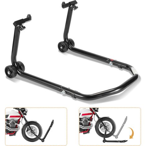 Jiubiaz Motorradständer Vorderradheber, U-förmiger Werkstattständer, verstellbar 20–28 cm, Schwarz (1/5)