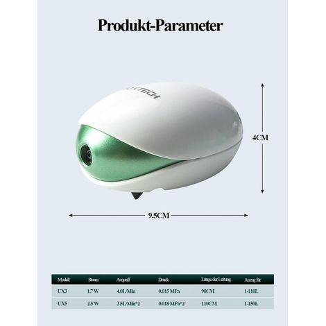 Pompe à Air pour Aquarium Silencieuse avec Diffuseur Tuyau et Clapet Anti-Retour Compresseur d'Oxygène Réglable pour Bassin et Aquarium