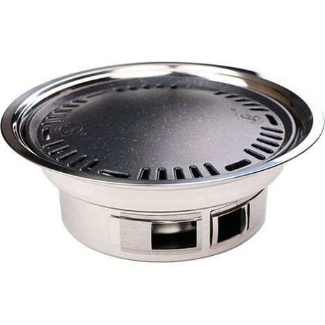 Poêle à barbecue ronde antiadhésive coréenne, pierre médicale pour grillades intérieures et extérieures, 35cm (1/5)