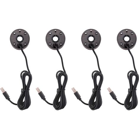 Mini brumisateur LED 4 ports USB, 4 couleurs, pour fontaine d'intérieur, jardin ou bassin, noir (1/5)