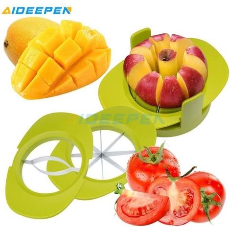 Affetta mele, affetta frutta 4 in 1 con lame per pere, mango, arance e pomodori, base stabilizzatrice (1/4)