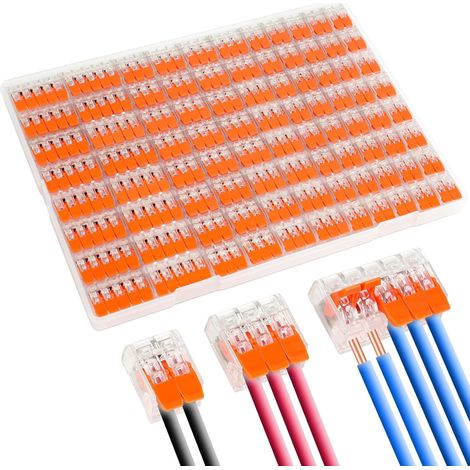 90PCS Quick Electrical Connectors Lever-Nut Wire, Compact Conductor Wire Connector, Domino Electric Splicing Connectors for In-Line Circuit 28-12 AWG, PA/PC Fireproof (1/5)