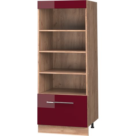 Scaffale da cucina Fame-Line, Bordeaux lucido/Rovere dorato, 60 cm, Vicco (1/5)