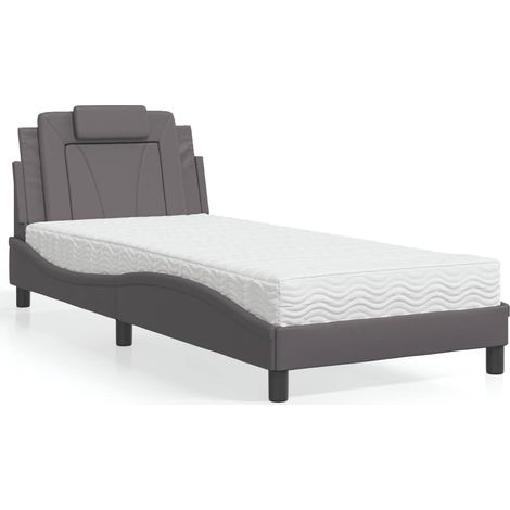 Bett mit Matratze Grau 80x200 cm Kunstleder vidaXL416411 (1/5)