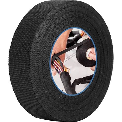 Ruban Adhésif Isolant Noir, Ruban Chiffon de Voiture, Ruban Adhésif Câble Bande de Faisceau de Câblage Automobile, Résistant à la Chaleur Ruban de Tissu pour Voiture Moto(9mm 25m) (1/5)