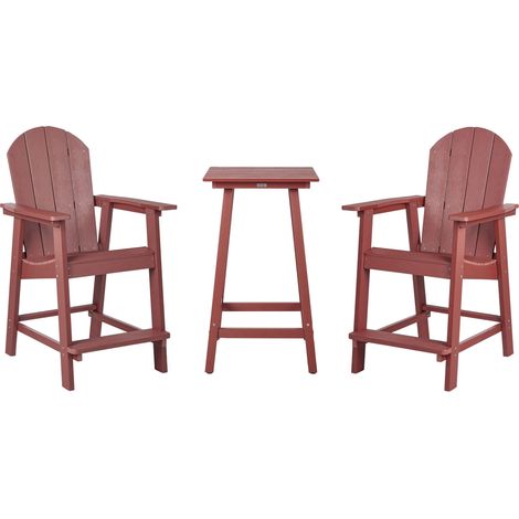 Ensemble de Balcon Jardin Terrasse Table Haute et Chaises Rouge Adirondack