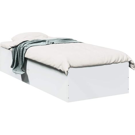 Lit simple Lit adulte Cadre de lit sans matelas blanc 75x190 cm bois d'ingénierie (1/5)