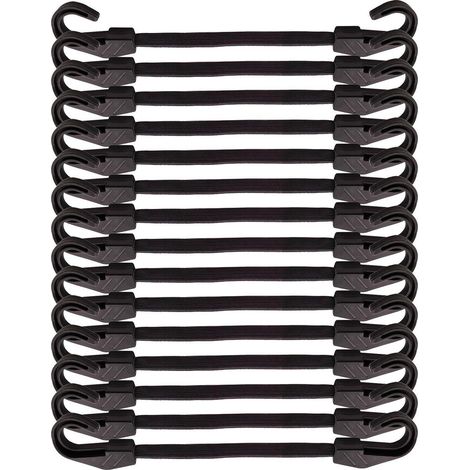 Expander mit Haken 30cm, 15 Stück Spanngummi, Gummispanner, Planenspanner, Schwarz (1/5)