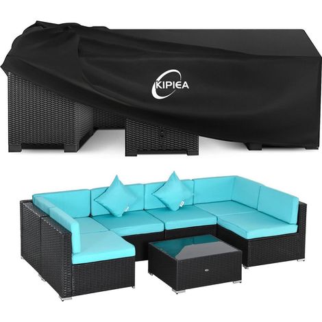 Gartenmöbel Abdeckung Wasserdicht 420D Oxford, Schutzhülle Winterfest, Winddicht UV-Beständig, 216x216x71cm (1/5)