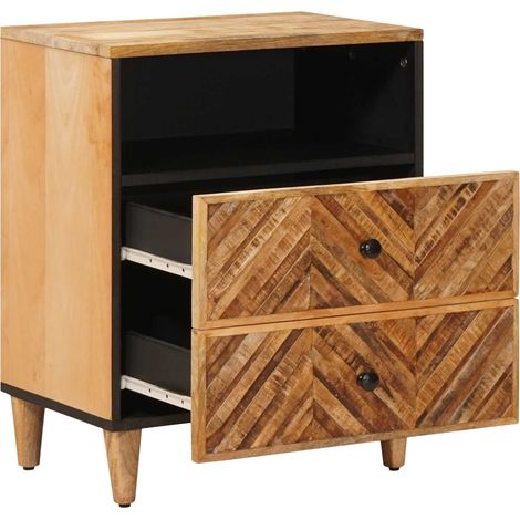 Comodino Armadio da Notte Mobiletto da notte Marrone 50 x 33 x 60 cm Legno di mango massello (1/5)