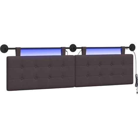 Maison Exclusive - Testiera sospesa Con luce LED Marrone Scuro Tessuto (1/5)