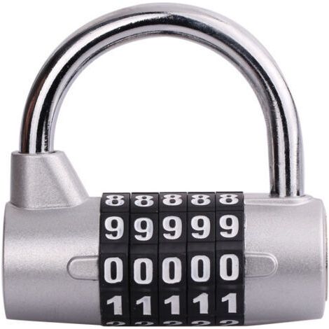 Cadenas à Combinaison à 5 Chiffres, 2 Pcs Cadenas pour Gymnase, Peut être Réinitialisé Serrures à Combinaison pour casier, boîte à outils, clôtures, vélo, etc (argent) (1/5)