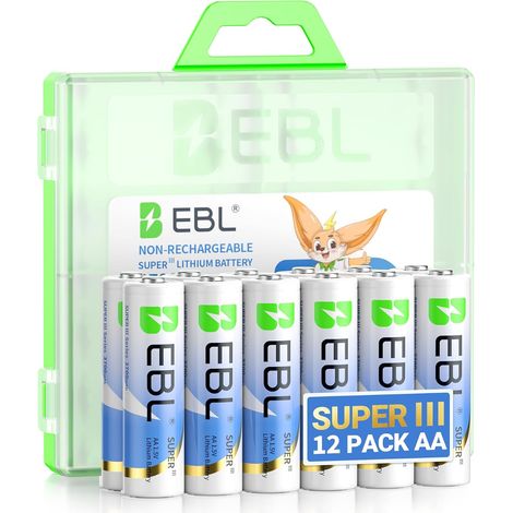 12PCS Piles AA Lithium 1,5V 3700mAh, Longue Durée pour Caméras, Manettes de jeux, Serrures Intelligentes, Jouets, Lampes Torche, etc. Non-Rechargeable (1/5)