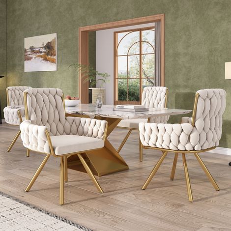 Sillas comedor giratorias 4 unidades terciopelo OKMYHOME (1/5)