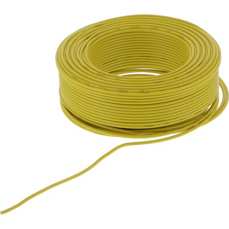 Fil électrique BVV-1x1, conducteur isolé PVC 7 brins, 100m (328,1ft) 300V AC, jaune, câble monobrin souple (1/5)