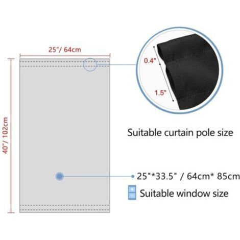 Lot de 2 rideaux occultants à passe-tringle coulissant pour porte, noir, 63,5 x 101,6 cm (1/3)