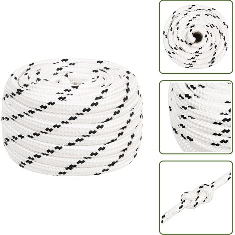 Bootsseil Geflochten Weiß 20 mmx100 m Polyester - Polyester Seil - Bootsschnur - Schiffsseil - Segeltuch - Leinen (1/5)
