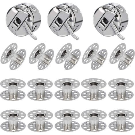 3 Pièces Boîte à Canette pour Machine à Coudre, 15 Pièces Bobine en Métal, Compatible pour Singer Janome Brother Machine à Coudre Domestique Standard (1/5)