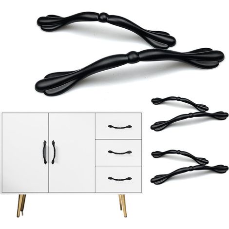 Lntyq Ensemble de 6 poignées de cuisine en alliage d'aluminium de 128 mm, pour meubles, portes de placard et armoires, avec vis. Design élégant et fonctionnel pour à vos meubles de cuisine，16.52.5cm (1/4)