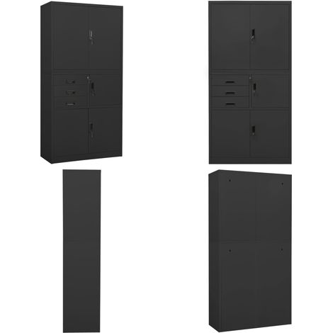 Büroschrank Anthrazit 90x40x180 cm Stahl - Büroschrank - Aktenschrank - Stahlterschrank - Schreibtischschrank - Büroorganisation - Home & Living