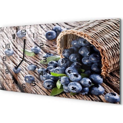 Horloge Murale Chambre 60x30 cm Design Horizontal Sans Tic-Tac Myrtilles dans un panier (1/5)