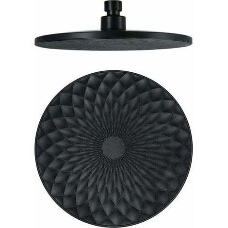 Knob of shower Tigrezy, round, fixed, 9 inches, ABS, energy water, high pressure, connector G1/2, black (1/4)